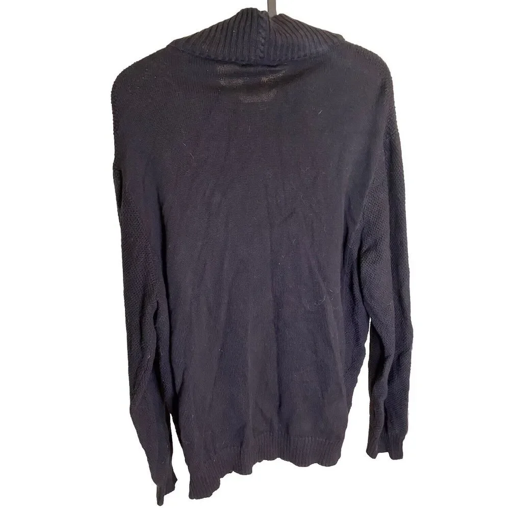 Carbon 2 Cobalt Button Heavy Knit Pullover‎ Mock Turtle Sweater Men's Size XL